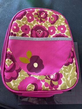 Garnet Hill Floral Kids Lunch Pack - Bright Pink Rose & Olive Print